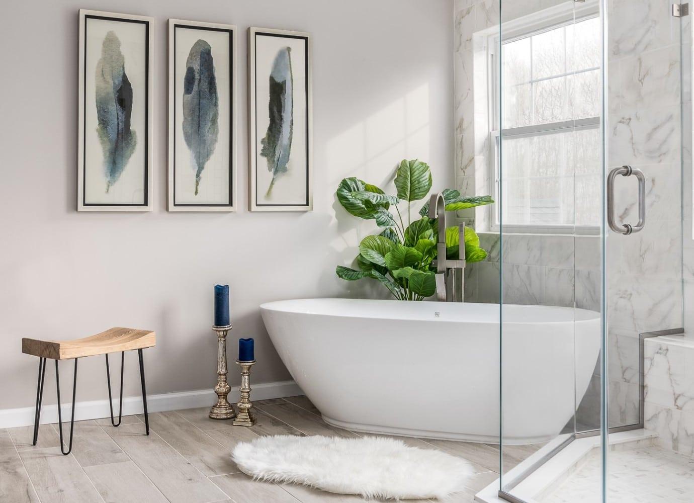 Full bathroom after remodel — refreshed surfaces and fixtures
