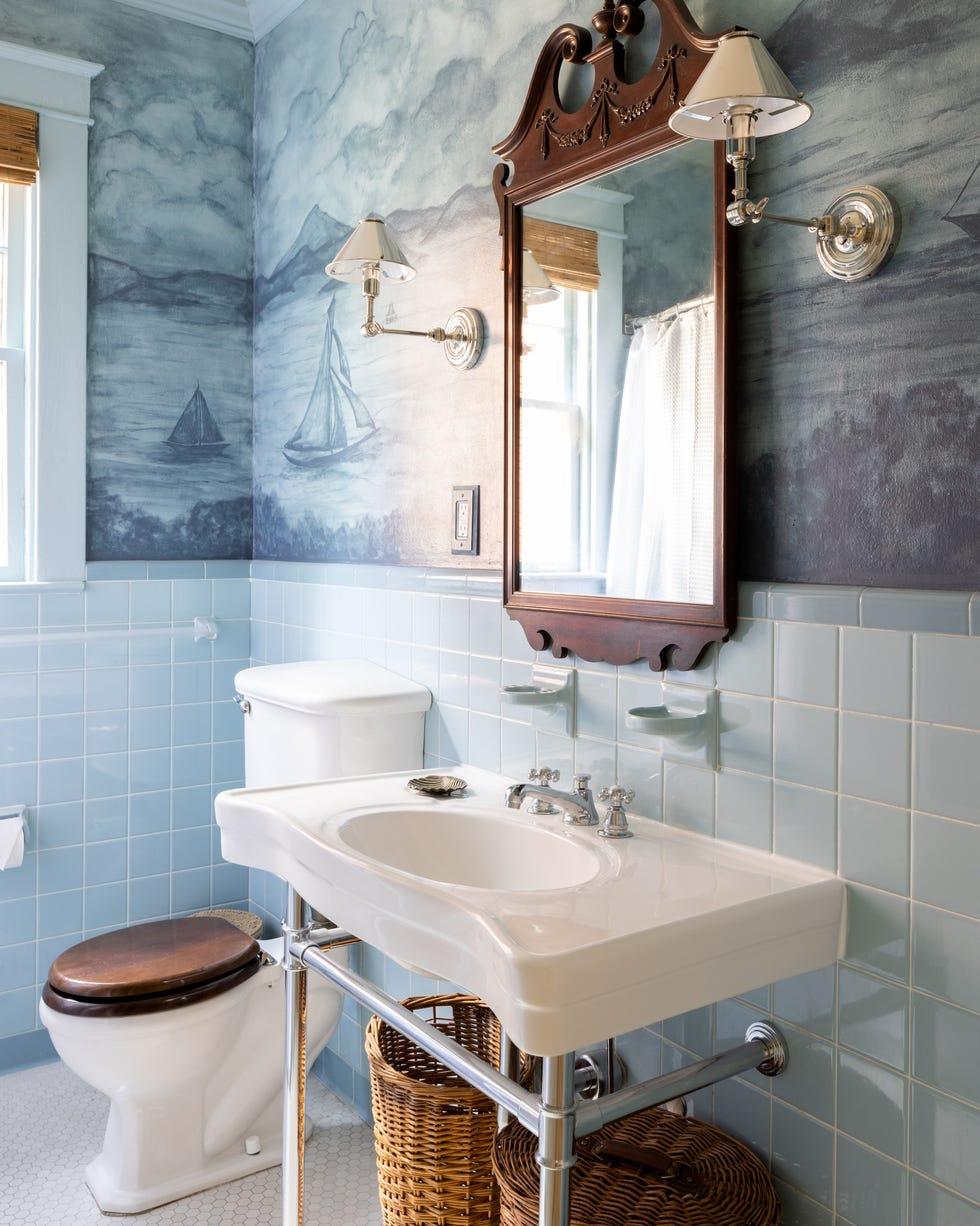Shower before remodel — worn walls and old fixtures